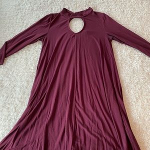 Mock neck dress with keyhole! Burgundy red color